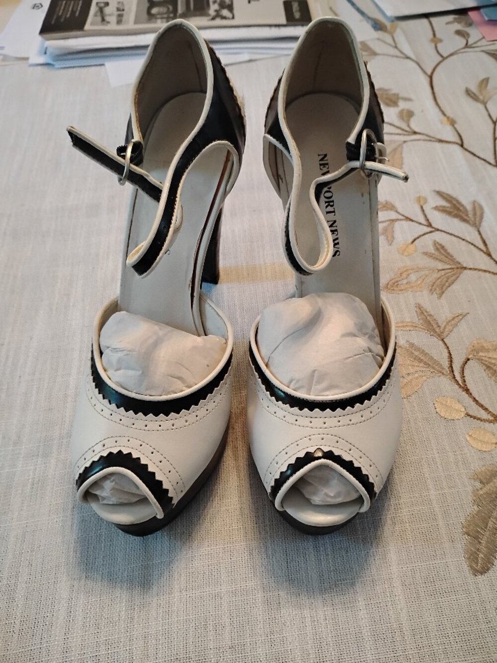 White on black peekaboo toe